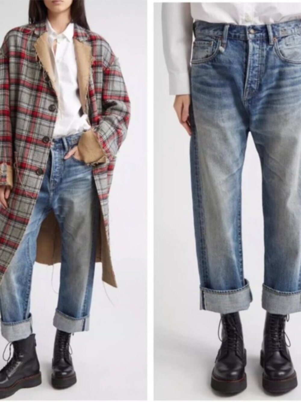 NWT R13 Tailored Drop Cuffed Jeans in Estin Selvedge Blue Sz 26 Japanese Denim